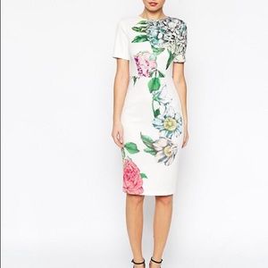 ASOS Premium Placed Crayon Floral Bodycon Dress